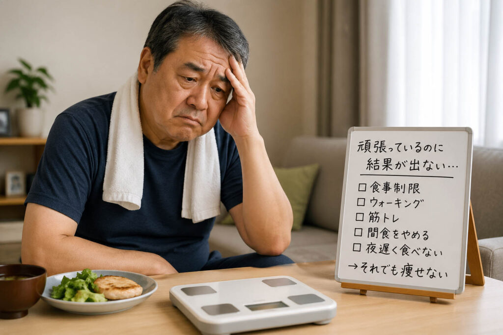 生活習慣だけでの減量は難しいと感じている男性